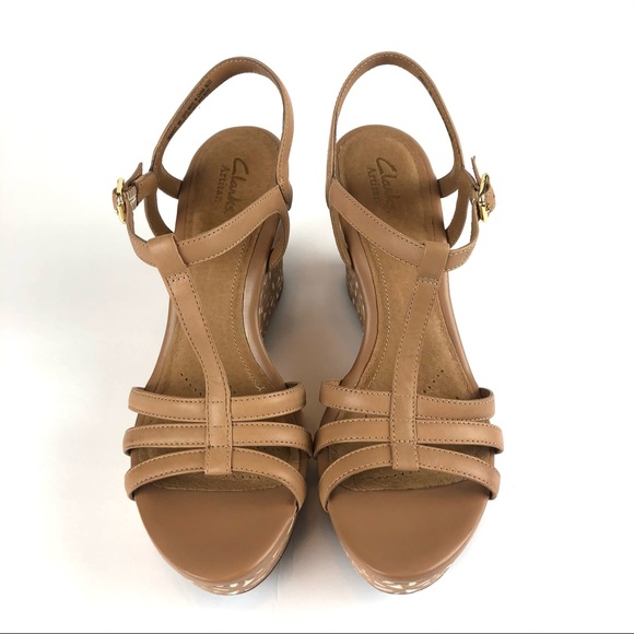 Clarks Amelia Avery Tan Beige Platform Wedge Sandal 9 - Picture 3 of 8